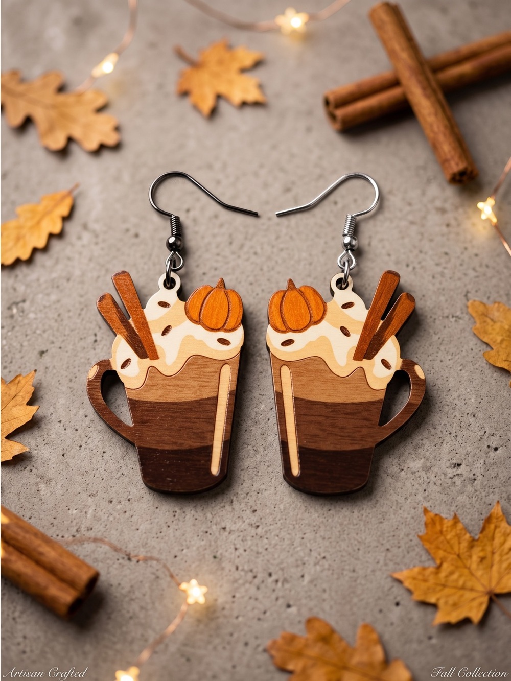Pumpkin Spice Latte Earrings Fall Coffee Dangle Earrings NWOT